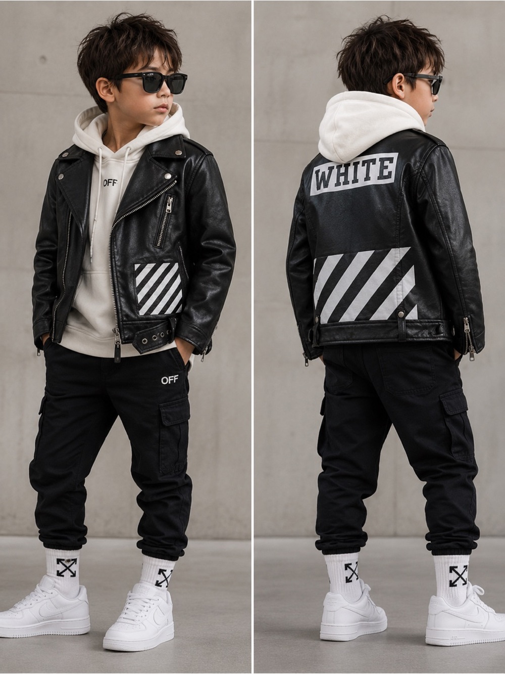 kids Black Leather Jacket size 7t